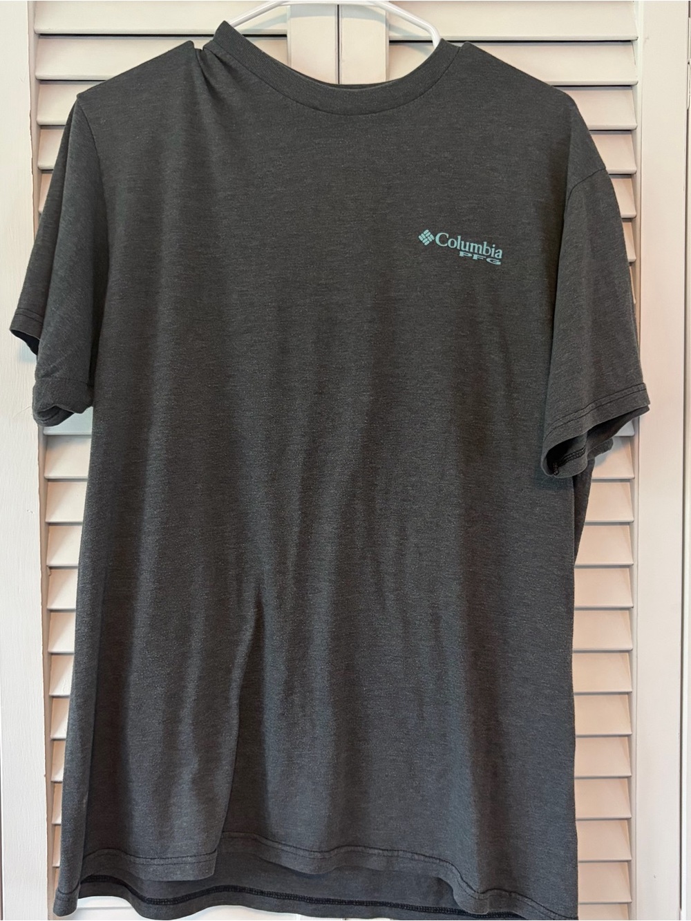 Columbia Men's Heather Charcoal Short Sleeve Tee with Teal Logo